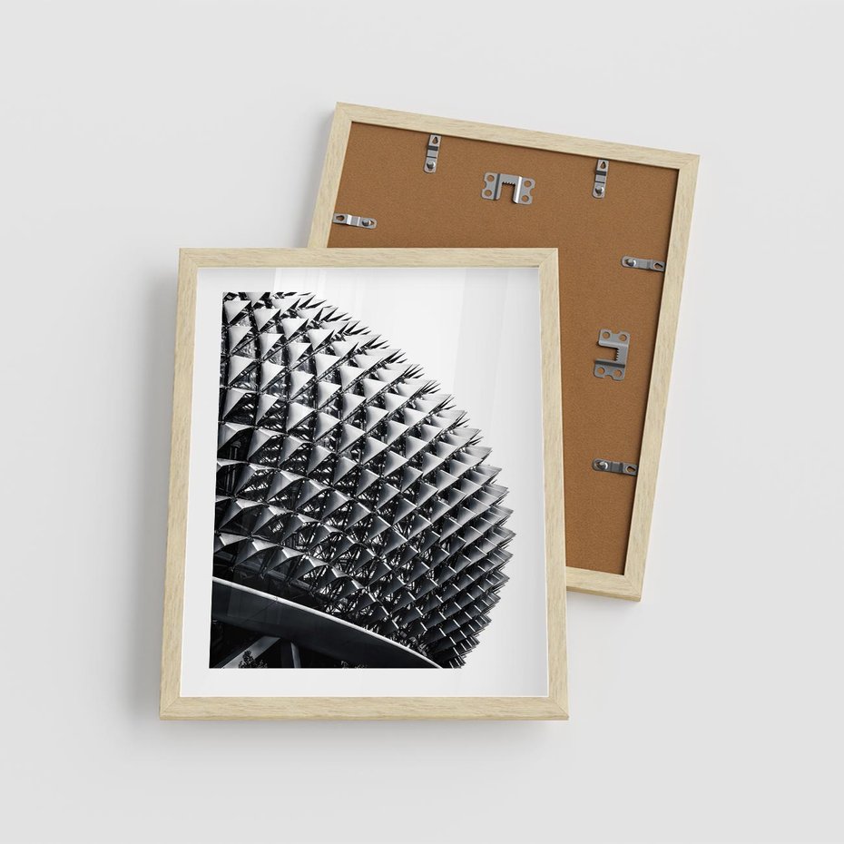 Plakat w ramie 40x50 - Nowoczesność w Czerni i Bieli: Architektoniczna Piękność - nowoczesna architektura, black and white - rama drewno