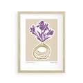 Plakat w ramie 30x40 - Migocące Anomalie - abstrakcyjne liście, kwiaty tropikalne w wazonie - rama drewno