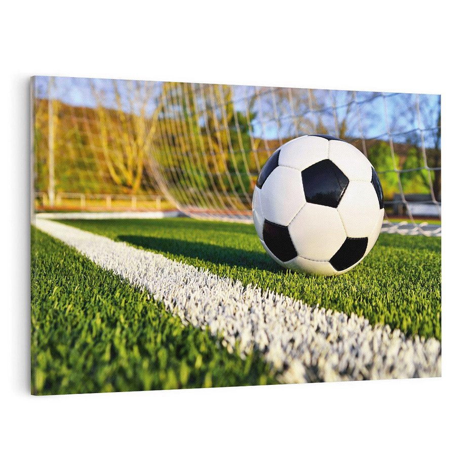 Obraz na płótnie 120x80 - Pasja na Boisku: Piłka Nożna - boisko, piłka