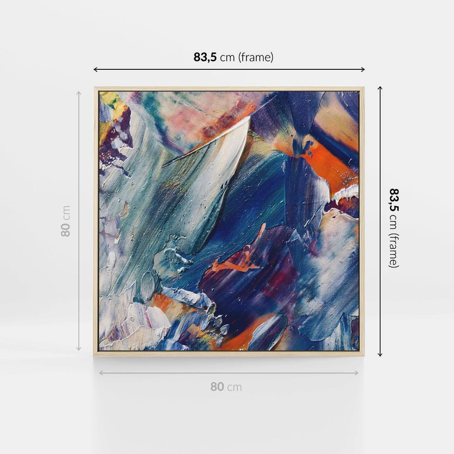 Obraz w ramie 80x80 - Rytmy ukrytych pragnień - chaos i abstrakcja, plamy koloru - rama drewno