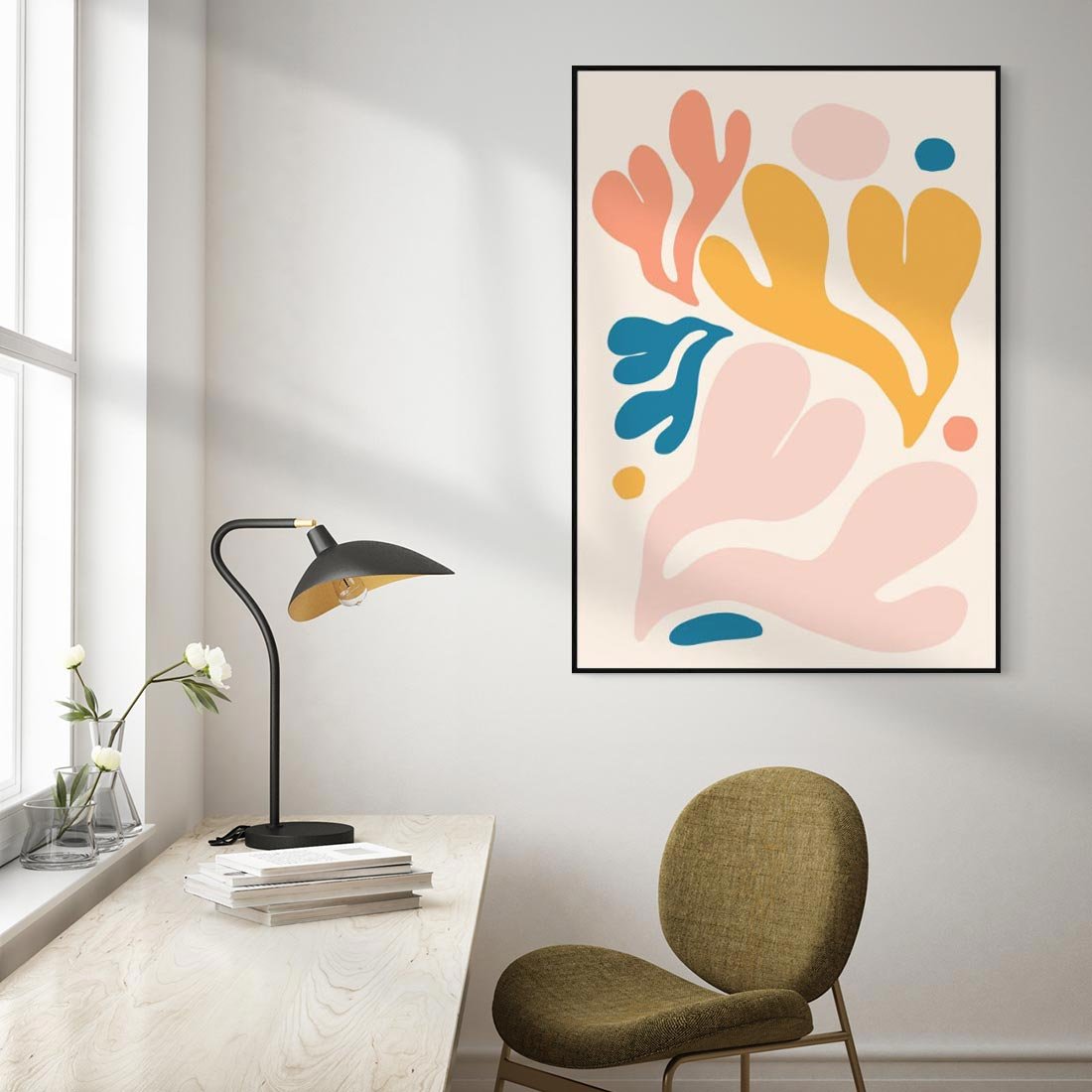 Obraz w ramie 70x100 - Granice Inspiracji - abstrakcyjne dziwne formy, nowoczesny plakat - rama czarna