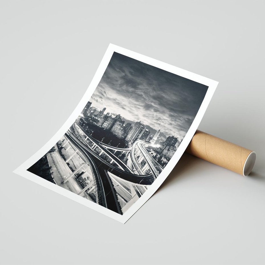 Plakat bez ramy 21x30 - Miejska Symfonia - miasto, nocą