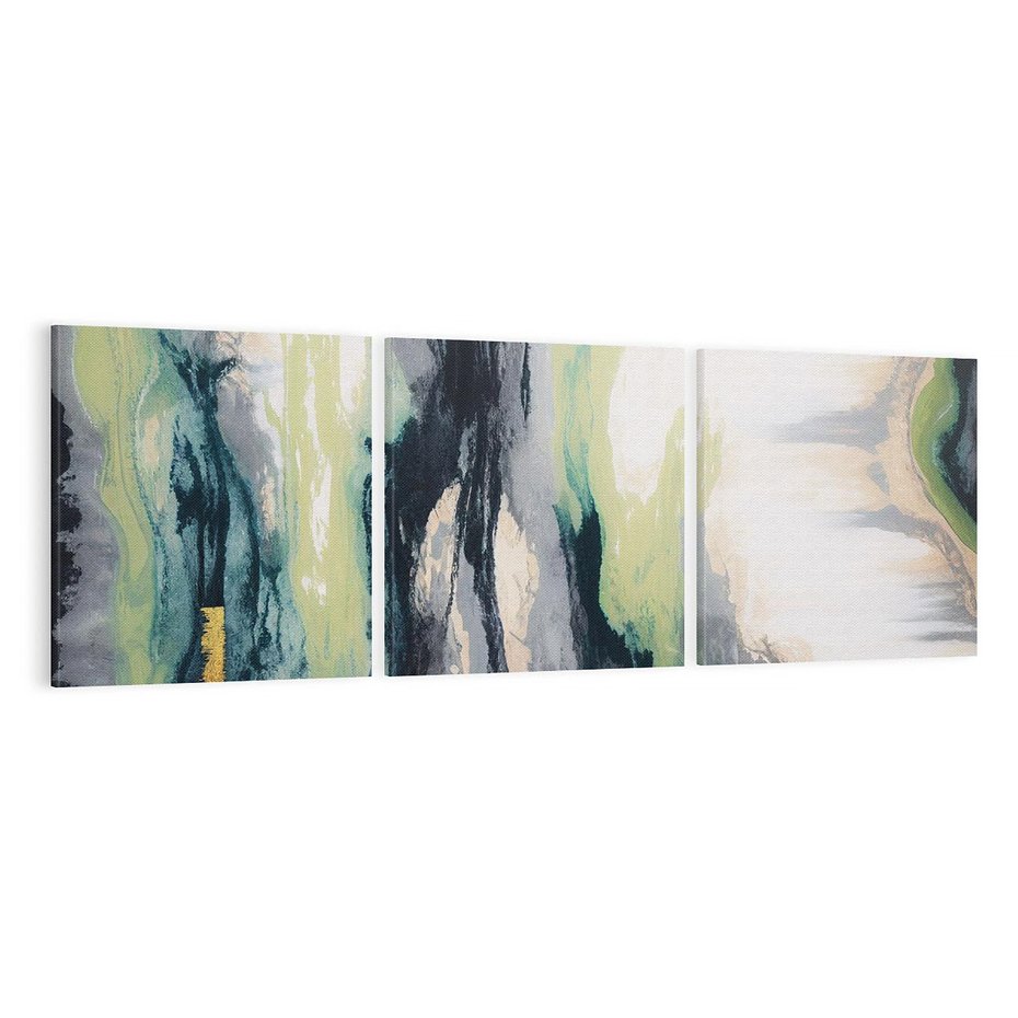Obraz na płótnie 150x50 - Sfumowane zmysły artysty - rozmyte kolory, zieleń