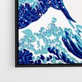 Obraz w ramie 50x50 - Fala Japandi - wielka fala w Kaganawie, obraz Hokusai - rama czarna