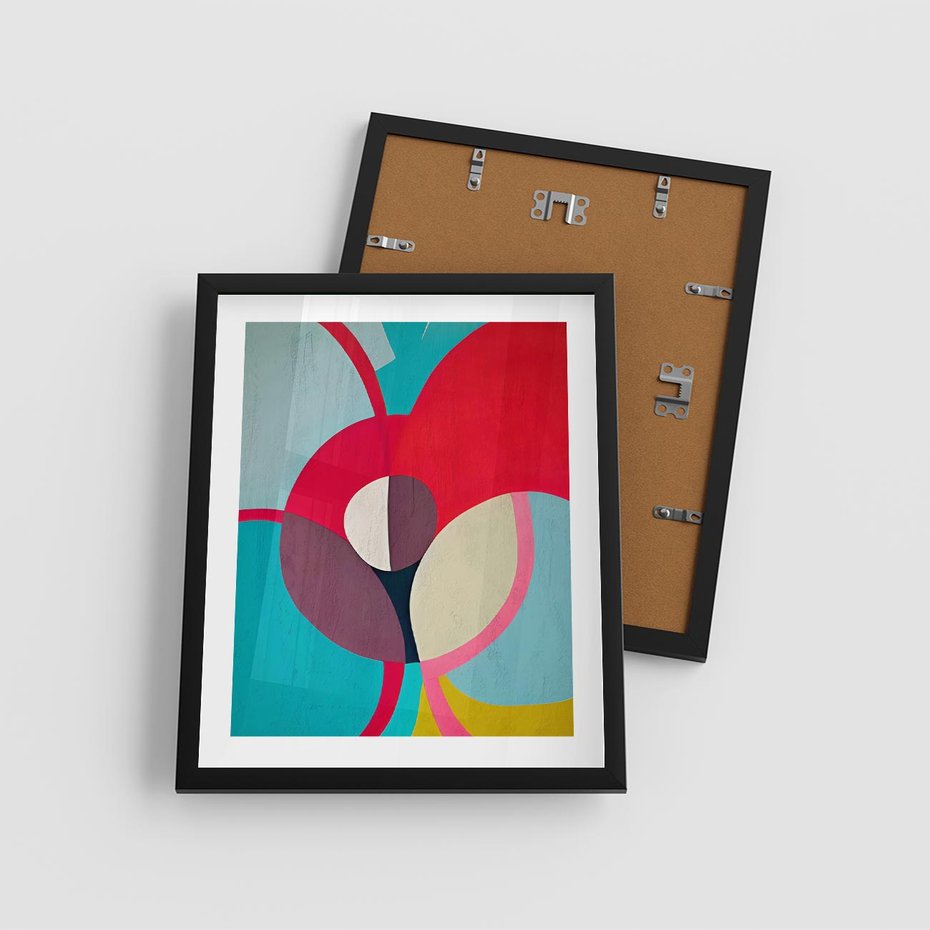 Plakat w ramie 40x50 - Kolorowe Odsłony Inspiracji - abstrakcyjny obraz, olejny - rama czarna