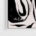 Obraz w ramie 100x70 - Wibracje w ciemnościach duszy - czarno biała abstrakcja, nieregularne rozmyte linie - rama biała