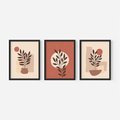 Zestaw obrazy w ramie 40x50 galeria - Boho, rośliny, liście - rama czarna