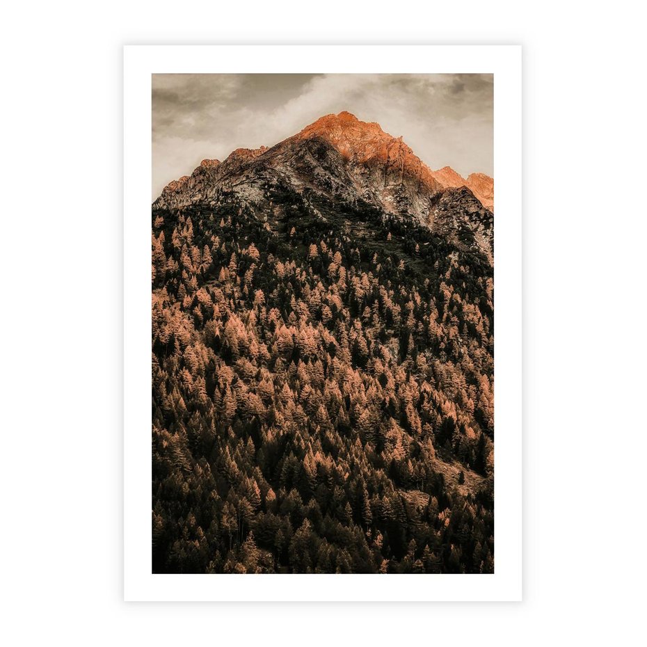Plakat bez ramy 21x30 - Jesienna Godzina w Górach - góry, las w górach