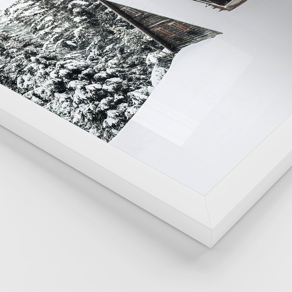 Zestaw obrazy w ramie 50x70 galeria - Górski, pejzaż, śnieg, zima - rama biała