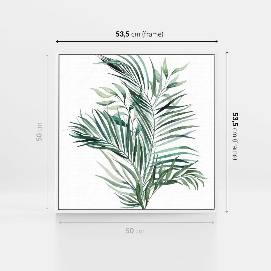 Obraz w ramie 50x50 - Blask Natury - złote, liście - rama biała