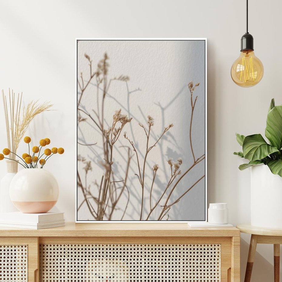 Obraz w ramie 80x120 - Boho gałązki suche - gałązki, suche - rama biała