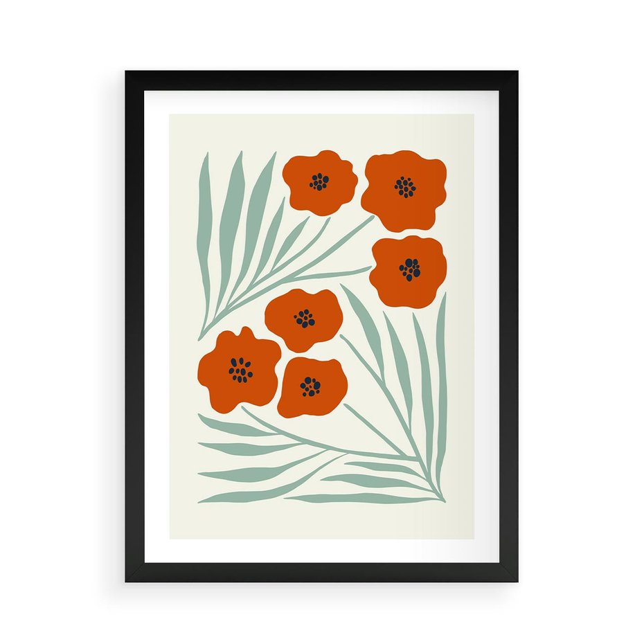 Plakat w ramie 50x70 - Makowe Odkrycie - czerwone kwiaty, maki - rama czarna