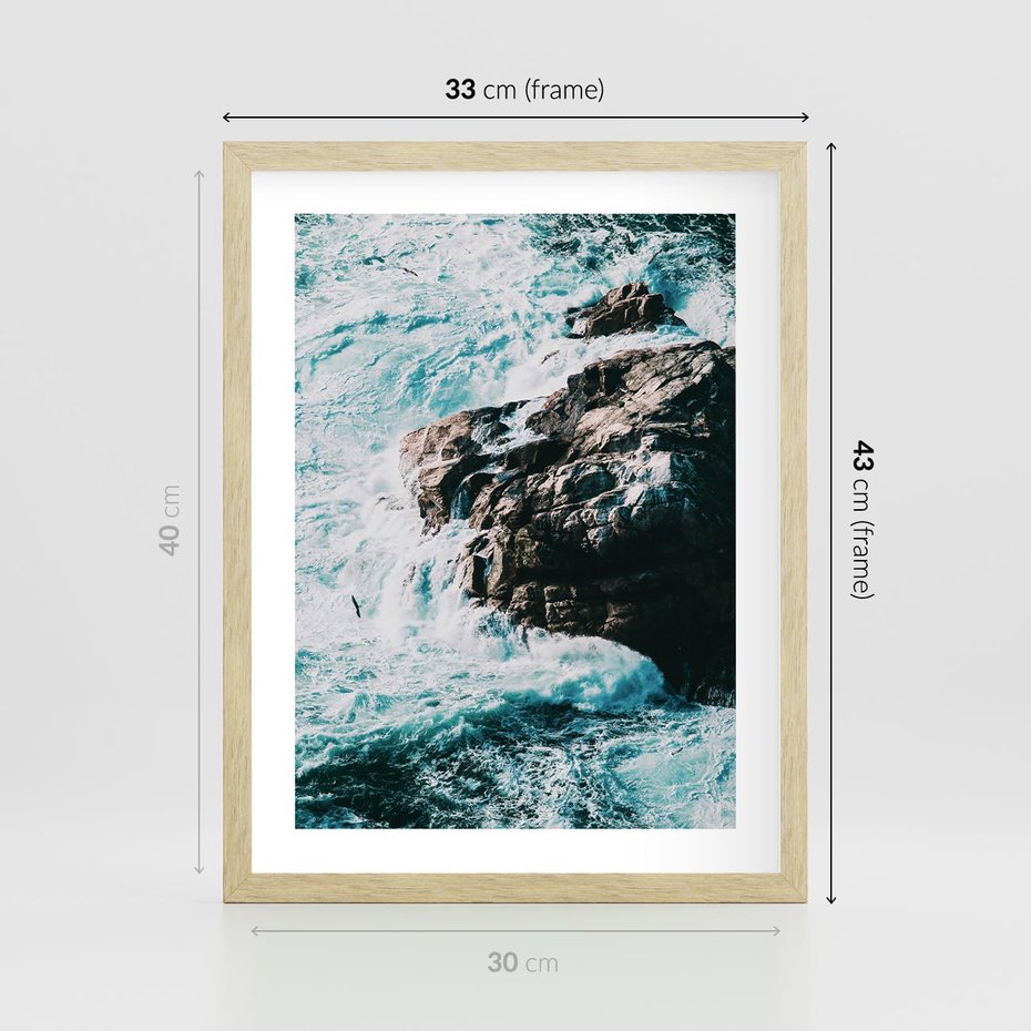 Plakat w ramie 30x40 - Siła Natury - morze, skały - rama drewno