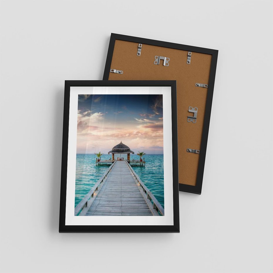 Plakat w ramie 30x40 - Morski Pomost - morze, pomost - rama czarna