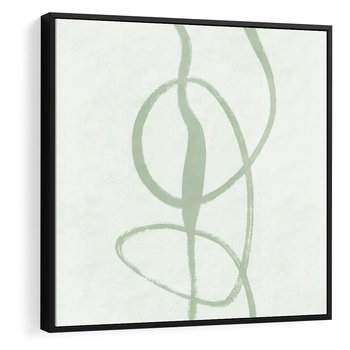 Obraz w ramie 50x50 - Zieleń Wewnętrznej Harmonii - zielona abstrakcja, zgaszona zieleń - rama czarna