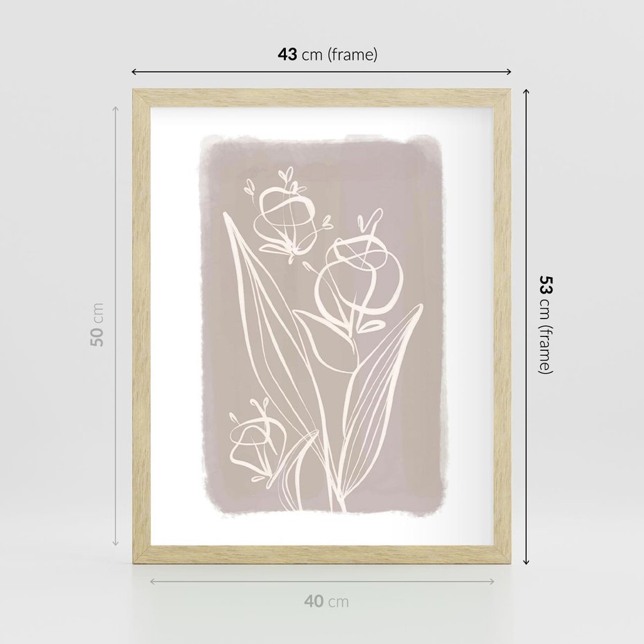 Plakat w ramie 40x50 - Pastelowe Nastroje - nowoczesny subtelny plakat, beżowy - rama drewno