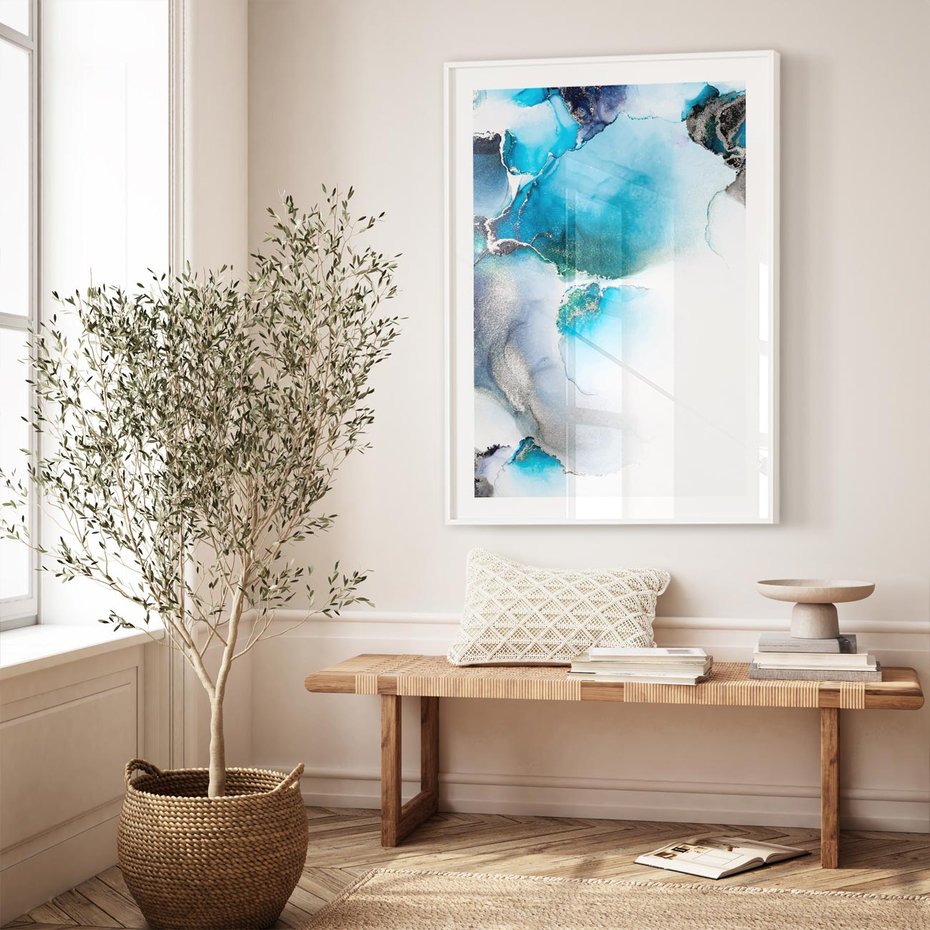 Plakat bez ramy 30x40 - Marmur złotą akwarelą - marmur, akwarela