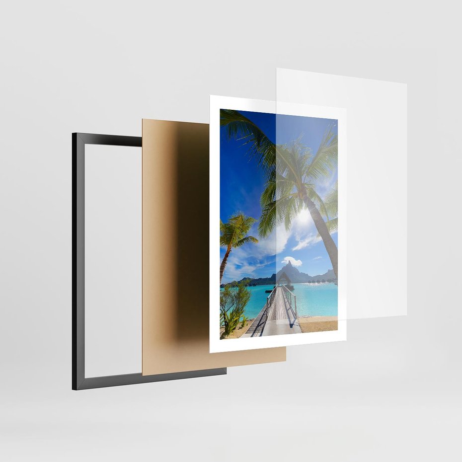 Plakat w ramie 50x70 - Tropikalne palmy nad oceanem - palmy, ocean - rama czarna