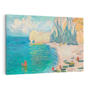 Obraz na płótnie 120x80 - "The Beach and the Falaise d'Amont" (1885) Claude Monet - Reprodukcja - reprodukcja, obraz na płótnie