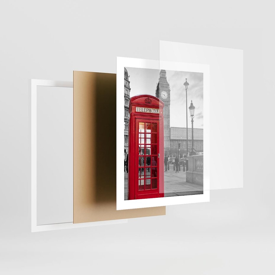 Plakat w ramie 40x50 - Budka w Londynie - Londyn, budka - rama biała