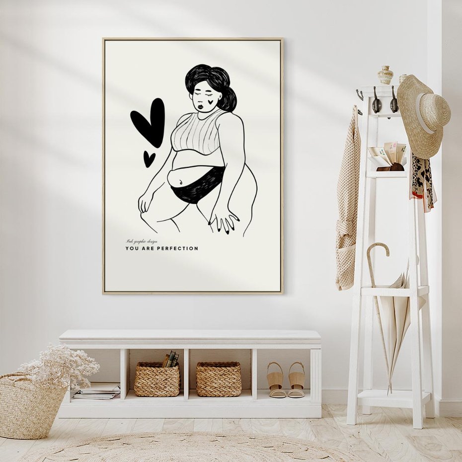 Obraz w ramie 50x70 - Wyrażenie Piękna - rysunek, sztuka nowoczesna - rama drewno