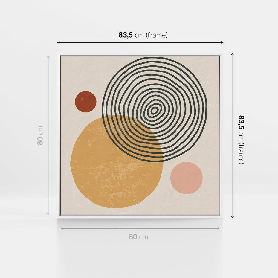 Obraz w ramie 80x80 - Boho Światło - abstrakcyjna sztuka, boho kształty - rama biała