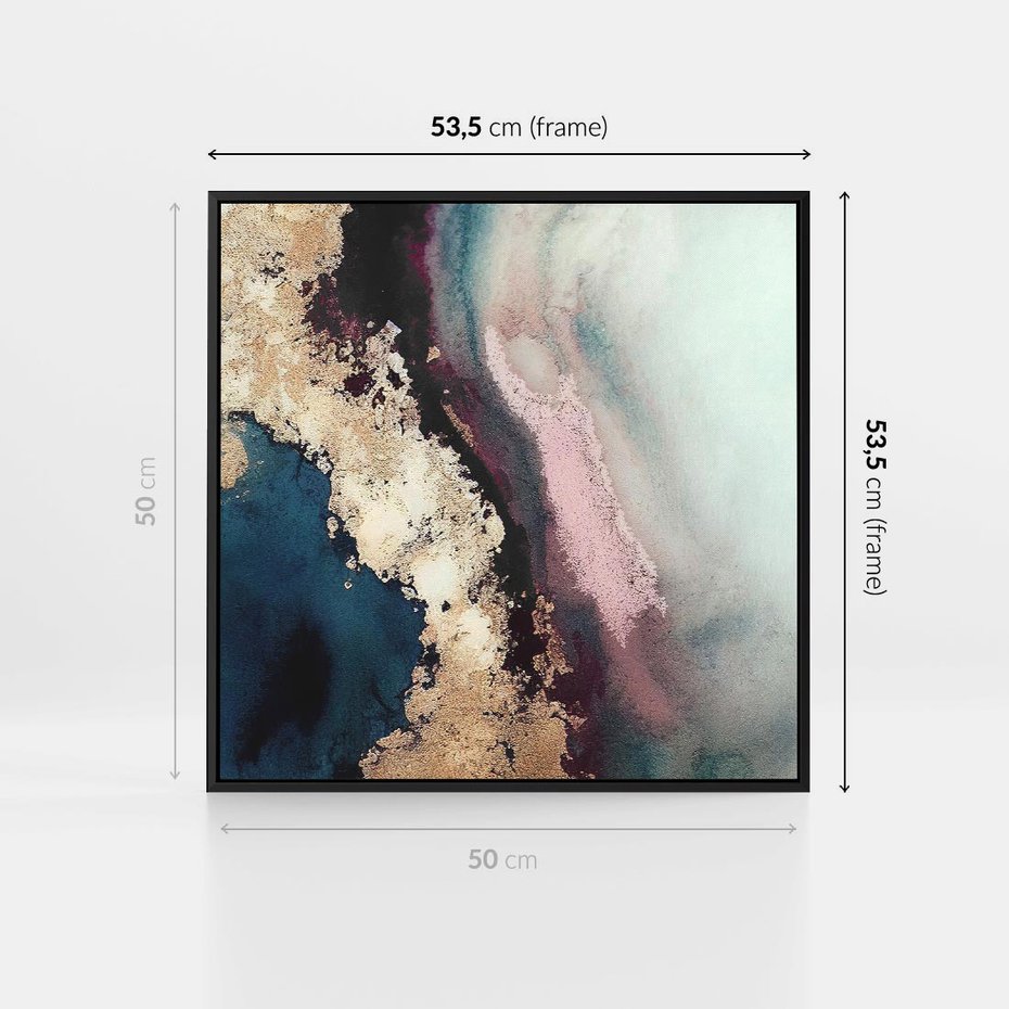 Obraz w ramie 50x50 - Elegancki Impuls - abstrakcyjne plamy, rozlana farba - rama czarna