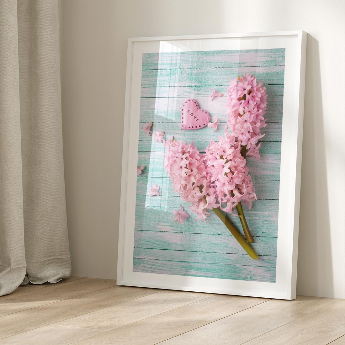 Plakat w ramie 40x50 - Hiacynty w Kwiatowej Kompozycji - hiacynty, kwiaty - rama biała