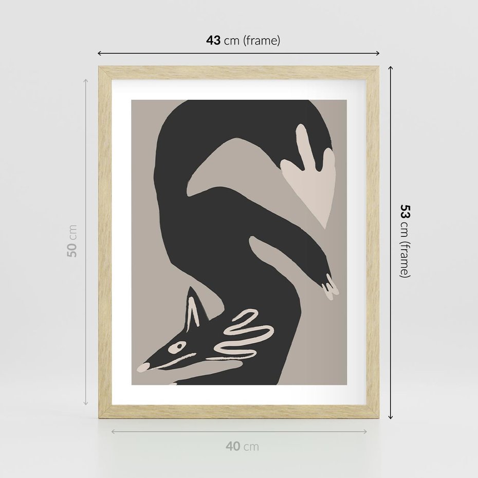 Plakat w ramie 40x50 - Ekspresja Skandynawskiego Światła - skandynawska sztuka, lis - rama drewno