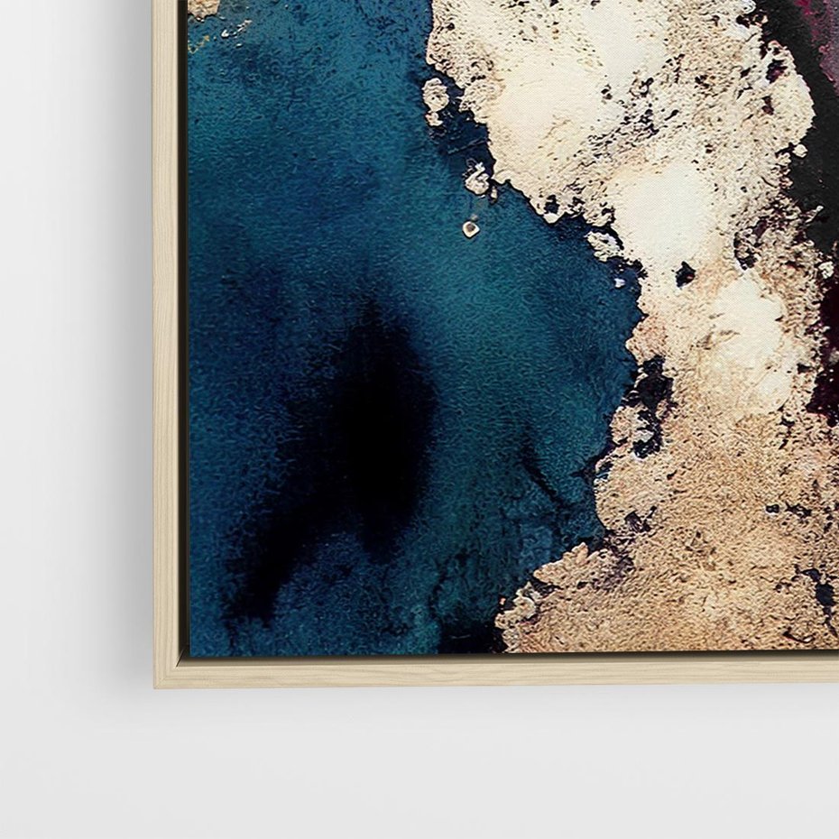 Obraz w ramie 80x80 - Elegancki Impuls - abstrakcyjne plamy, rozlana farba - rama drewno