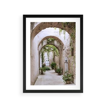 Plakat w ramie 50x70 - Urokliwa Zaułek - klimatyczna, uliczka - rama czarna