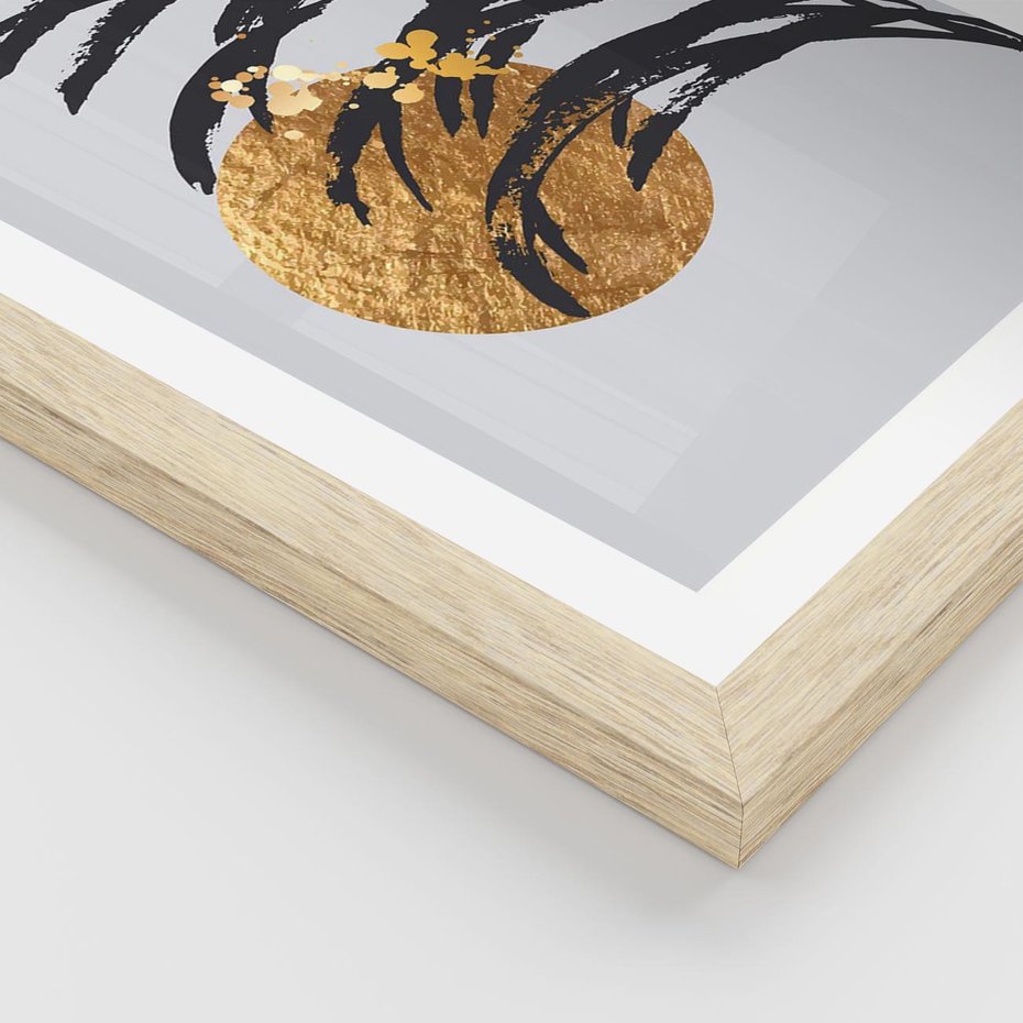 Plakat w ramie 30x40 - Palma w Szkicu - nowoczesna grafika, palma - rama drewno