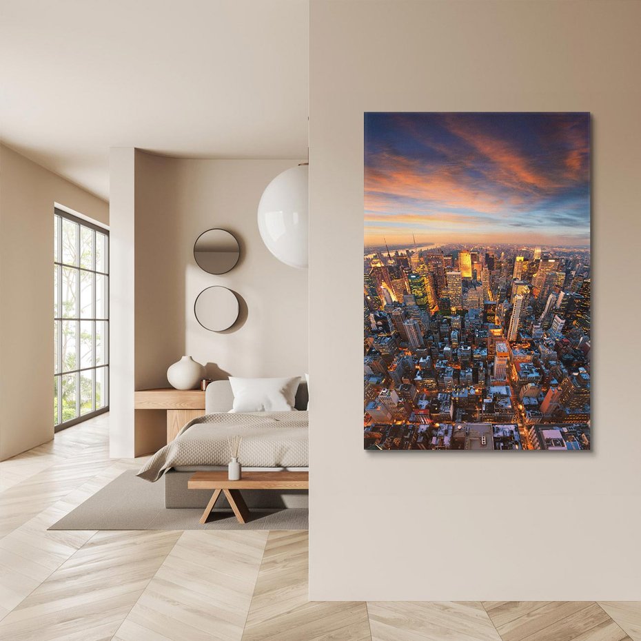 Obraz na płótnie 80x120 - Miasto wieżowców w perspektywie - miasto, wieżowce