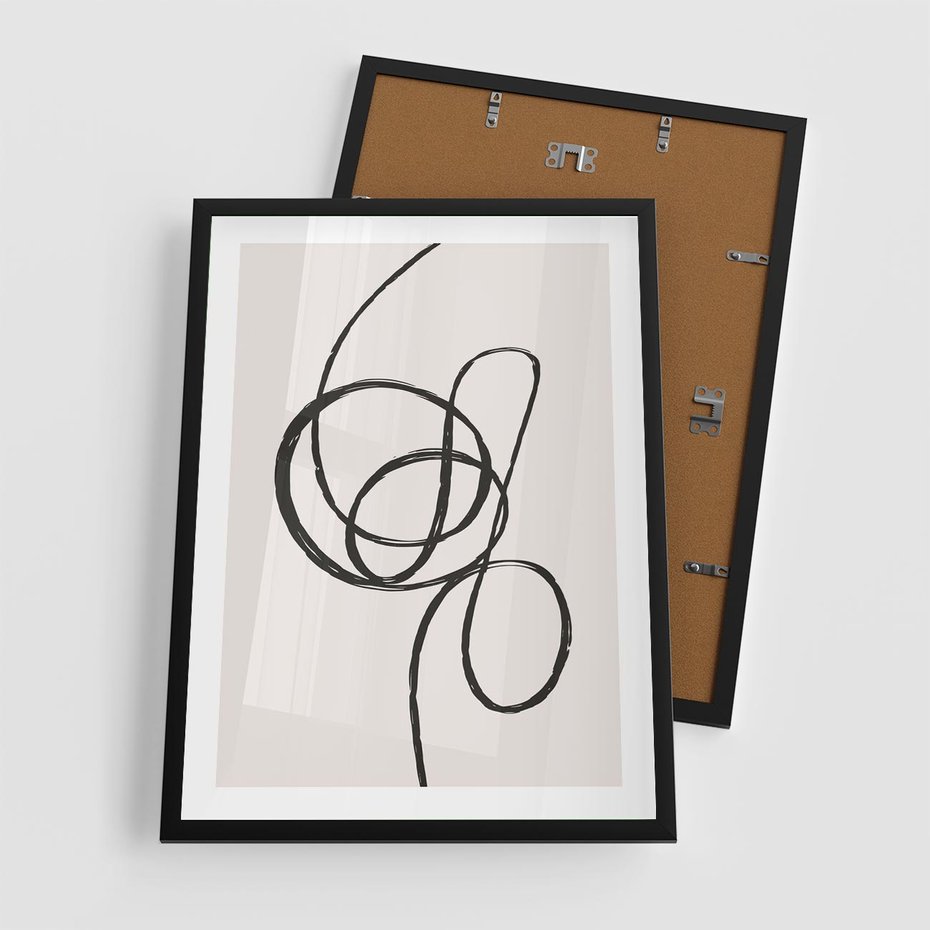 Plakat w ramie 50x70 - Migotliwa Kreatywność - abstrakcyjne szkicowane linie, minimalizm - rama czarna