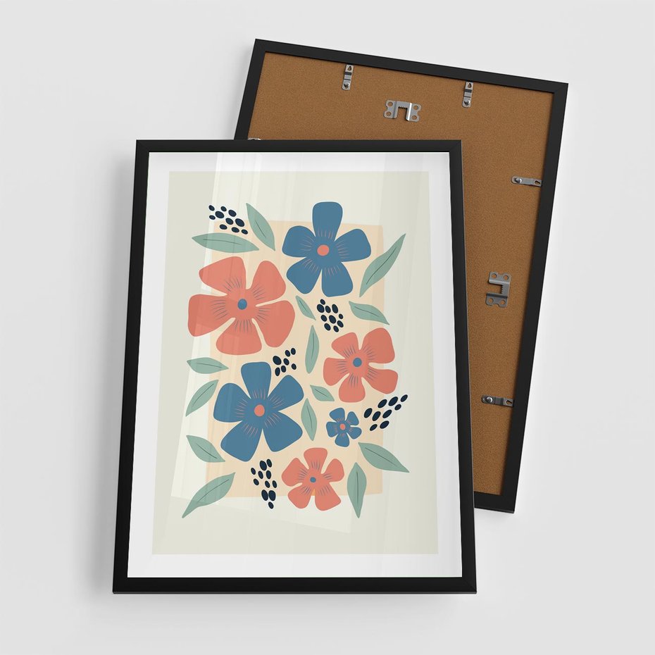 Plakat w ramie 50x70 - Kolorowe liście tęsknot - minimalistyczny plakat, grafika - rama czarna