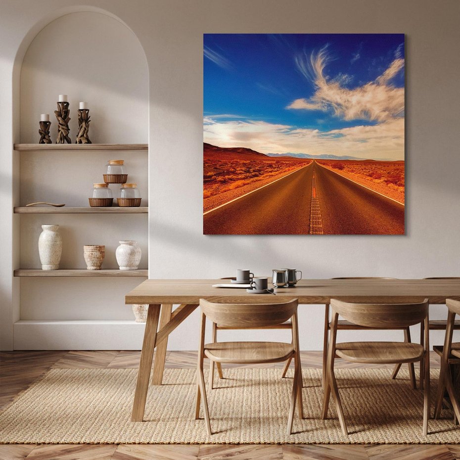 Obraz na płótnie 30x30 - Przygoda na pustynnej drodze - droga, pustynia