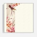 Obraz w ramie 50x50 - Rozkwitające Marzenia - japońska sztuka, ptak - rama biała