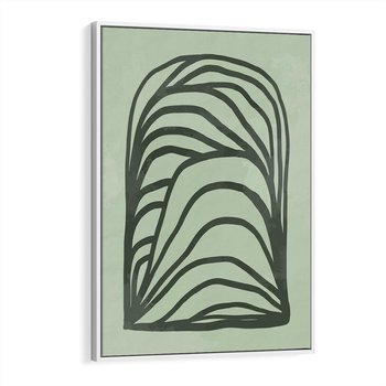 Obraz w ramie 50x70 - Zielonkawy Uścisk Natury - abstrakcyjny zielony motyw, skandynawski design - rama biała