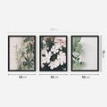 Zestaw obrazy w ramie 50x70 galeria - Liście, kwiaty, nowoczesny, styl - rama czarna