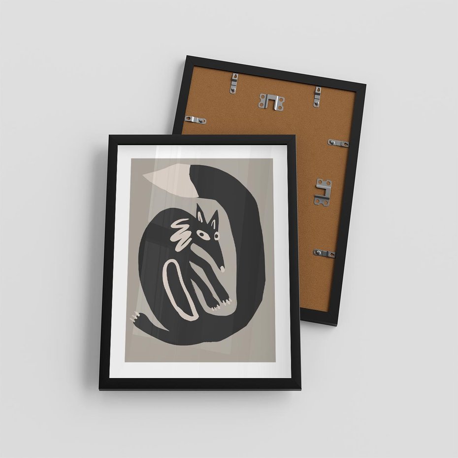 Plakat w ramie 30x40 - Migotliwe Echa Skandynawii - skandynawska sztuka, lis - rama czarna
