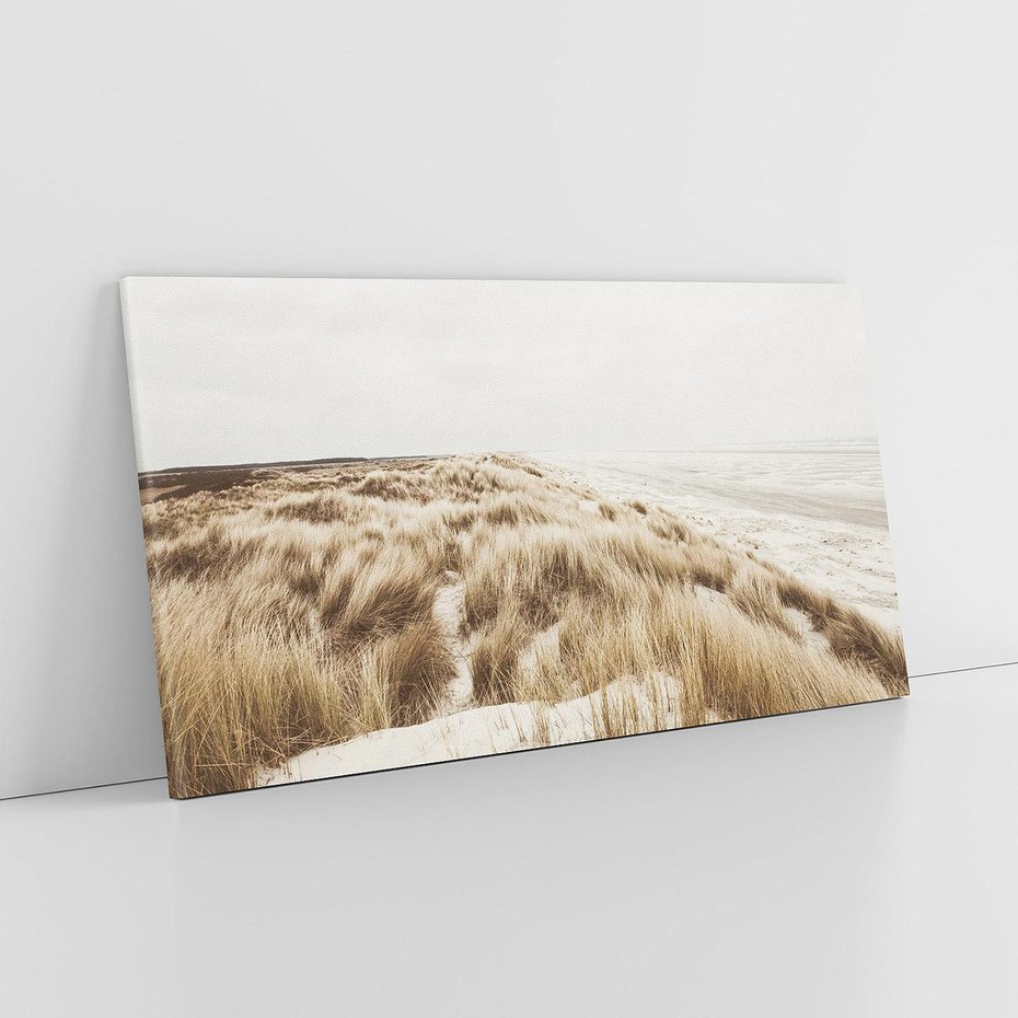 Obraz na płótnie 120x60 - Nadmorskie Wydmy - fotografia, kolory sepii