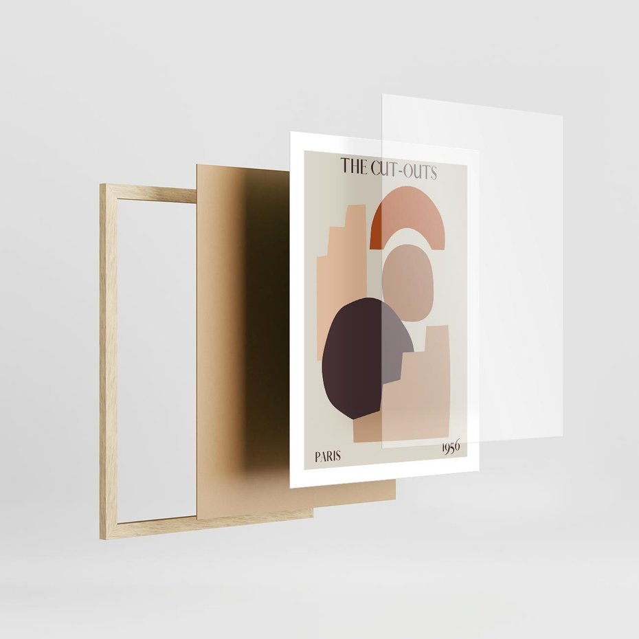 Plakat w ramie 50x70 - Boho Urok: Plakat z Kolorem Ziemi i Typografią - boho grafika, kolory ziemi - rama drewno