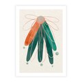 Plakat bez ramy 40x50 - Energetyczna Harmonia Kwiatów - akwarelowe abstrakcyjne kształty, zieleń i pomarańcz