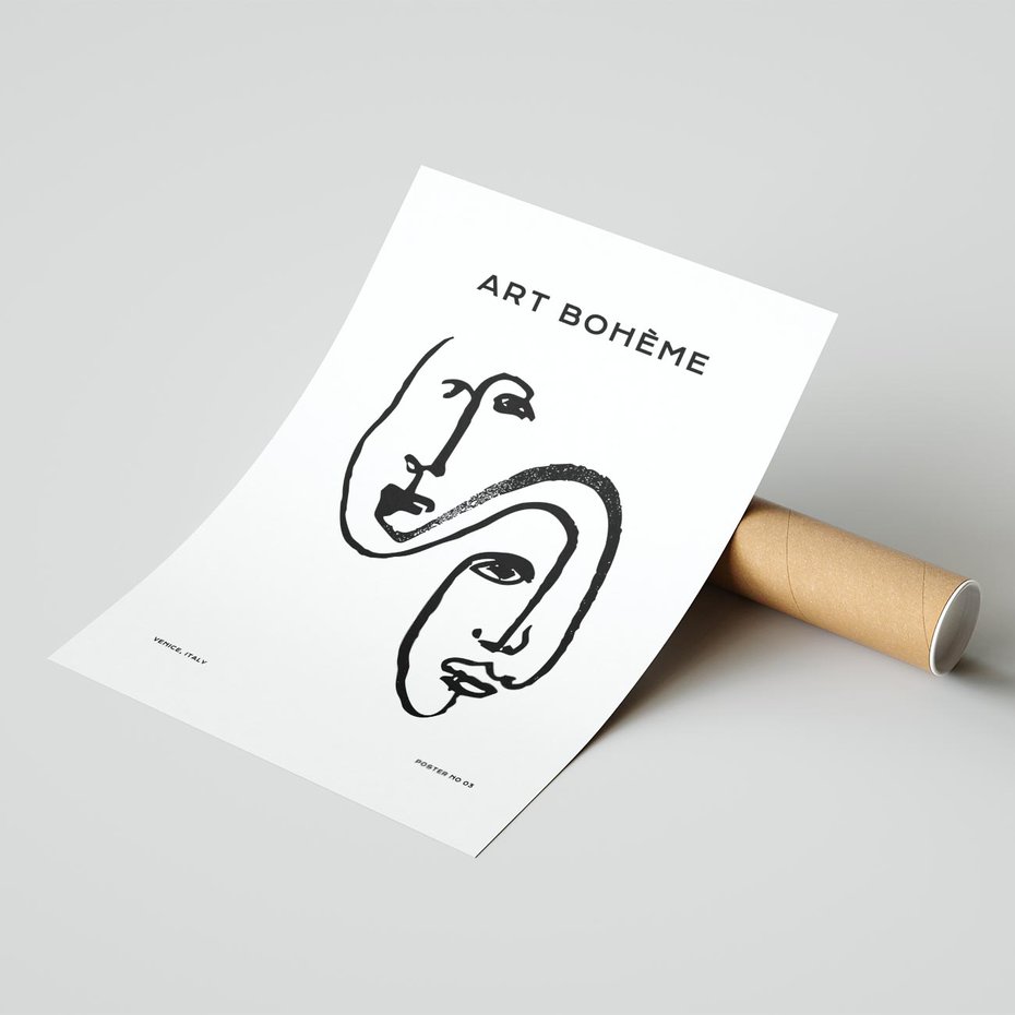 Plakat bez ramy 21x30 - Rozbijające Granice Boho - boho sztuka, twarze