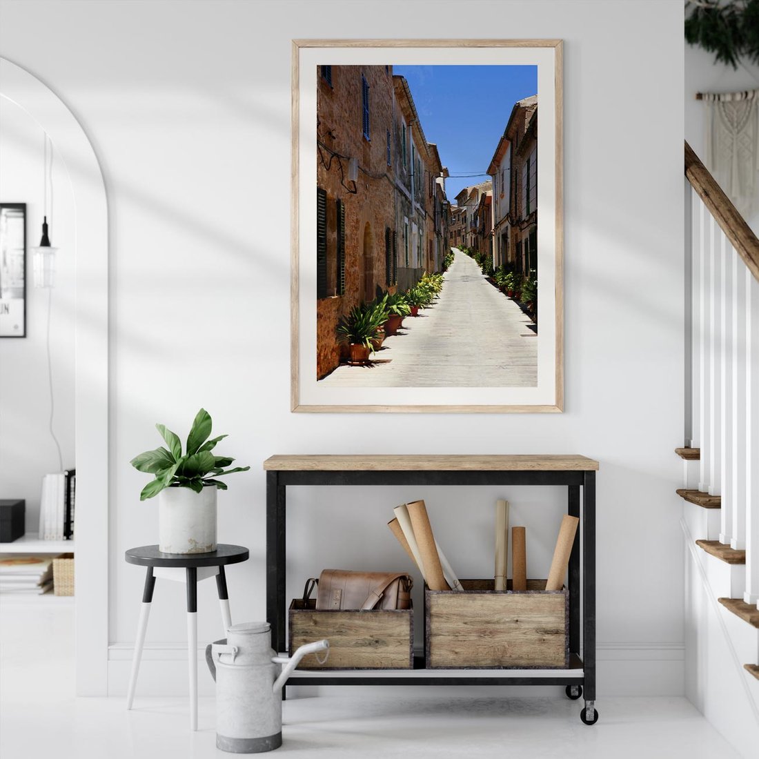 Plakat w ramie 40x50 - Urok uliczki: perspektywa miasta - uliczka, perspektywa - rama drewno