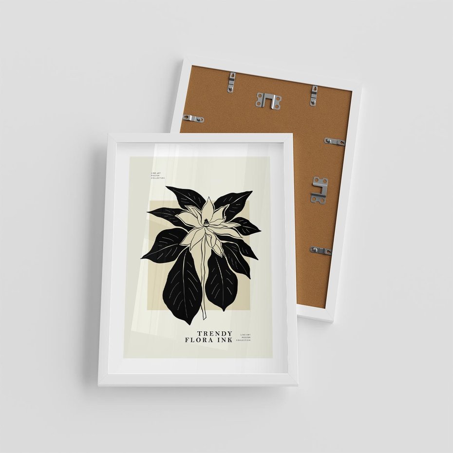 Plakat w ramie 30x40 - Melancholia przerywanych linii - wiaty, typografia - rama biała