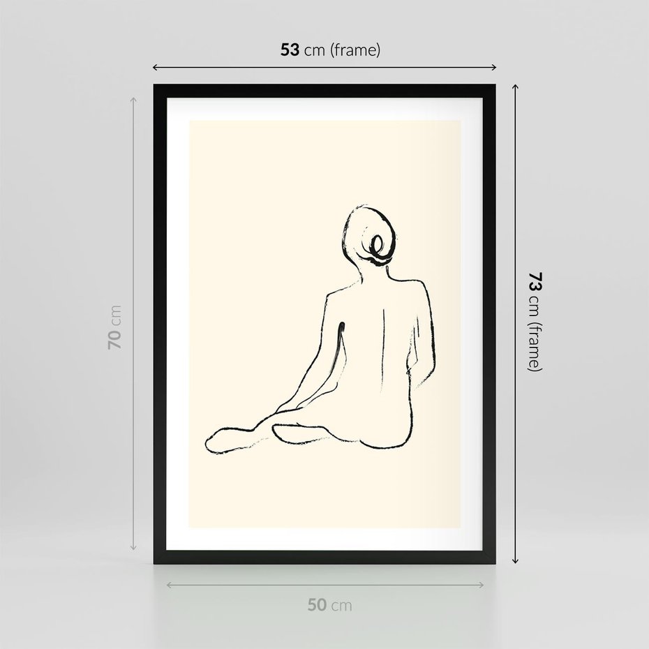Plakat w ramie 50x70 - Akt w Minimalizmie - kobieta akt, minimalizm - rama czarna