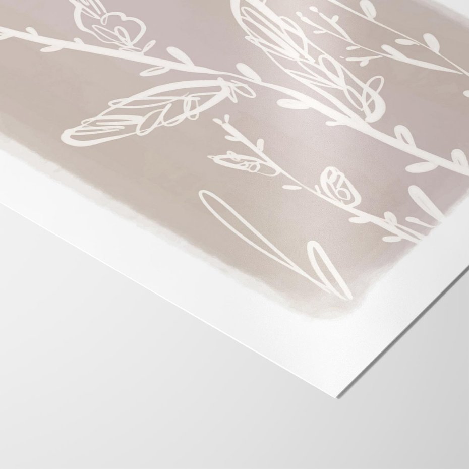 Plakat bez ramy 50x70 - Roślinne Przeniknięcia - nowoczesny subtelny plakat, beżowy