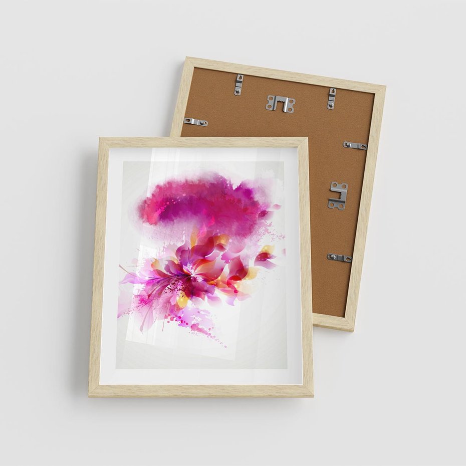 Plakat w ramie 40x50 - Kwiaty abstrakcji - abstrakcja, kwiaty - rama drewno