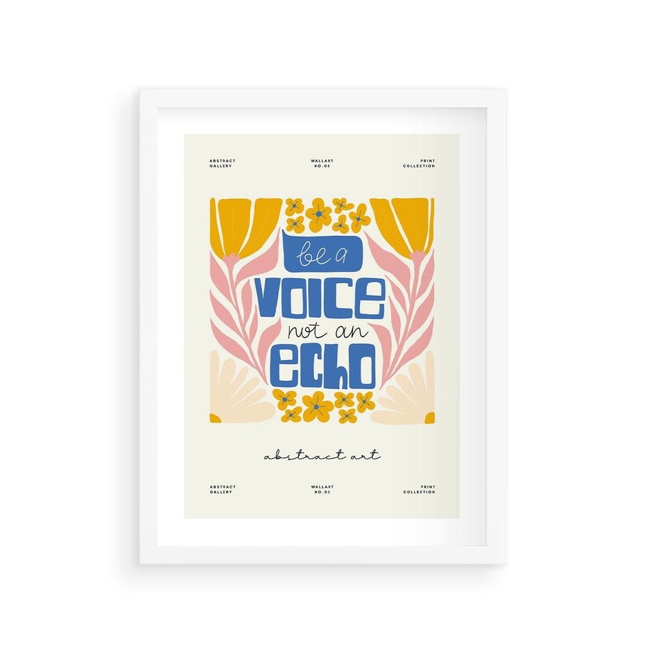 Plakat w ramie 30x40 - Złote Impulsy - typografia, kwiaty - rama biała